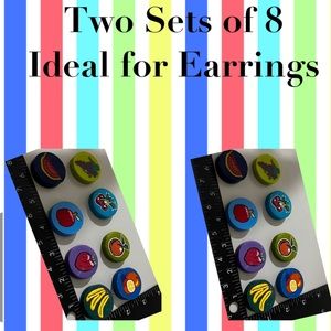 NOS Vintage Polymer Clay? Two - 8 Count Fruit Jewelry Findings Round Beads 1.25